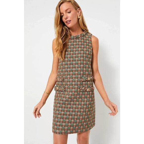 Tuckernuck Dresses & Skirts - TUCKERNUCK Neapolitan Tweed Sleeveless Jackie Dress Brown Green Size Large